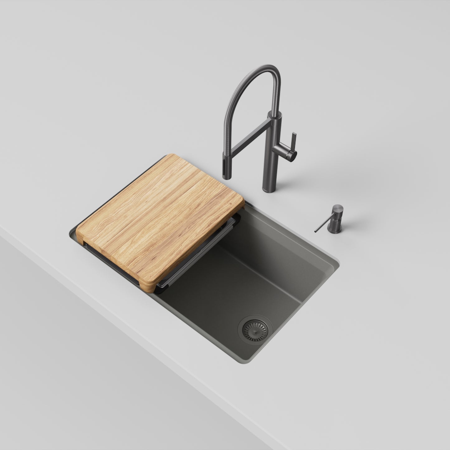 Volcano Gray - BLANCO Inteos SILGRANIT 30" Single Bowl Reversible Undermount Workstation Kitchen Sink