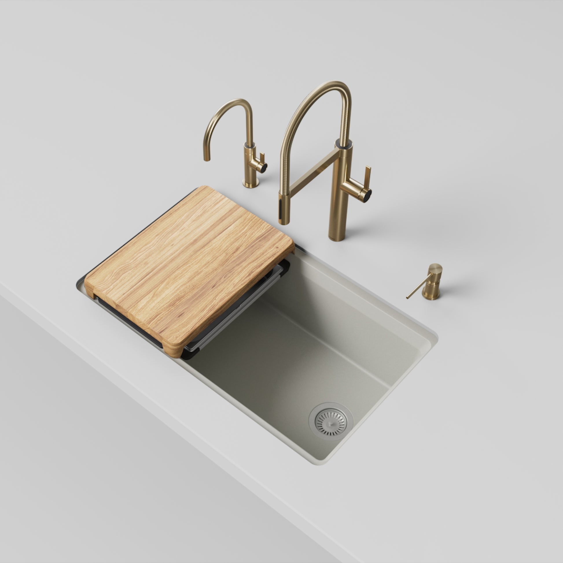 Soft White - BLANCO Inteos SILGRANIT 33" Single Bowl Reversible Undermount Workstation Kitchen Sink