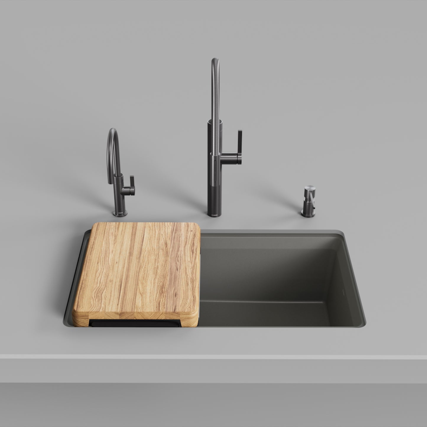 Volcano Gray - BLANCO Inteos SILGRANIT 33" Single Bowl Reversible Undermount Workstation Kitchen Sink