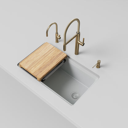 White - BLANCO Inteos SILGRANIT 33" Single Bowl Reversible Undermount Workstation Kitchen Sink