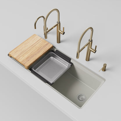 Soft White - BLANCO Inteos SILGRANIT 45" Single Bowl Reversible Undermount Workstation Kitchen Sink
