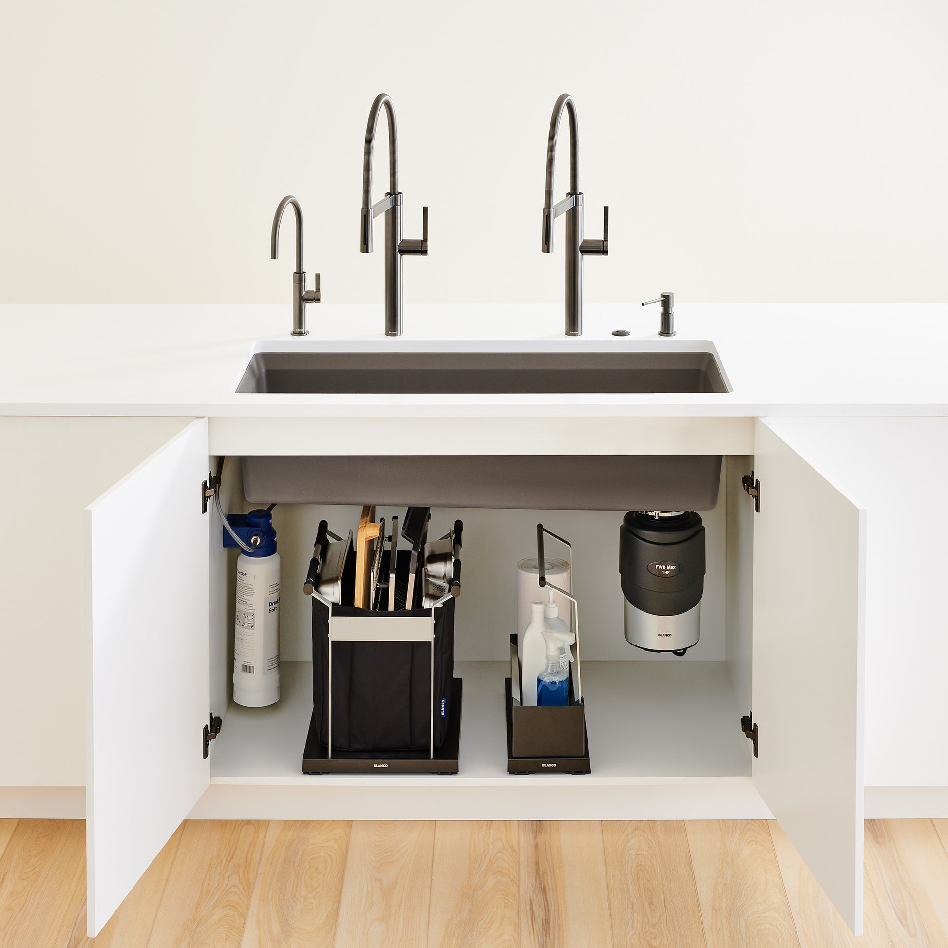 Volcano Gray - BLANCO Inteos SILGRANIT 45" Single Bowl Reversible Undermount Workstation Kitchen Sink