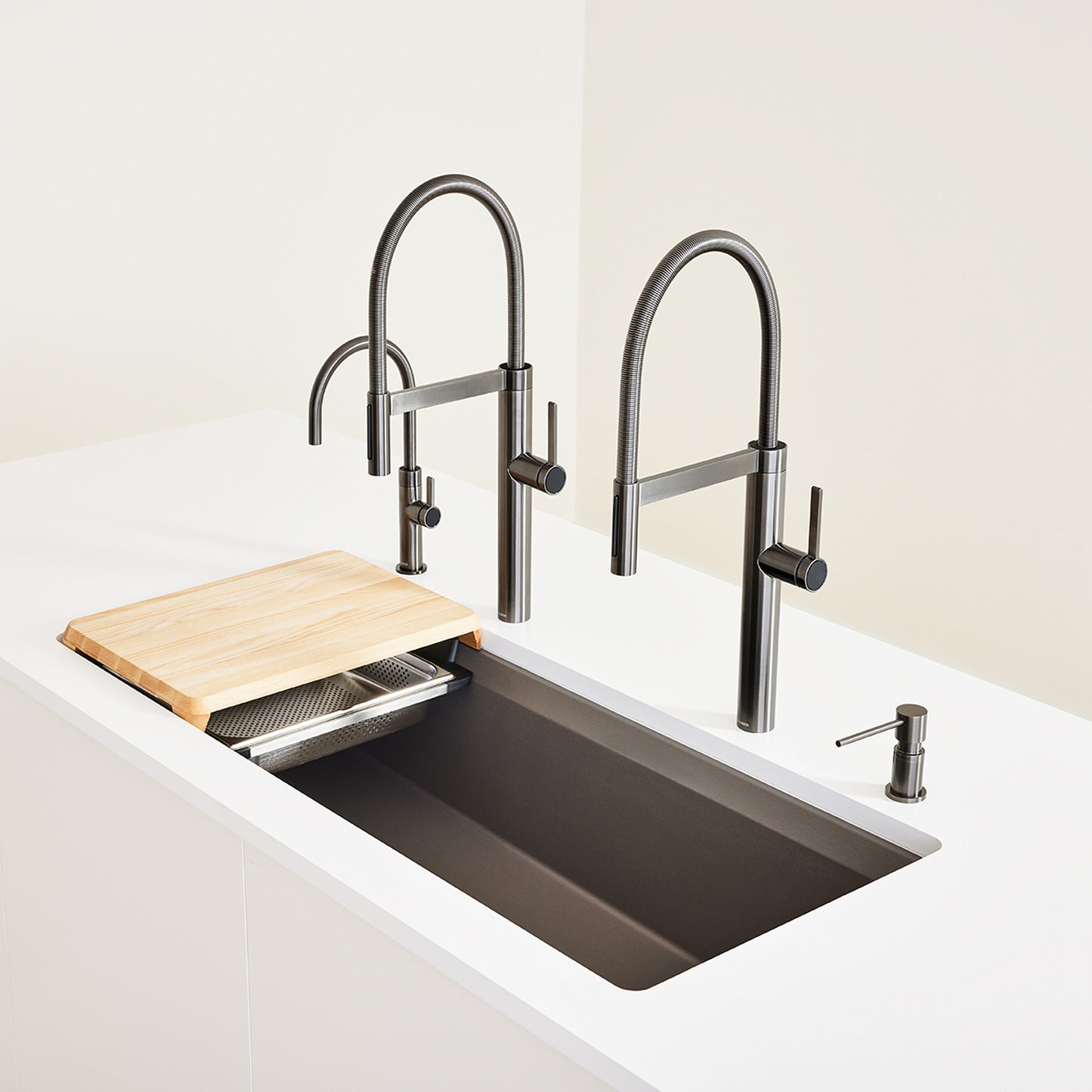 Volcano Gray - BLANCO Inteos SILGRANIT 45" Single Bowl Reversible Undermount Workstation Kitchen Sink