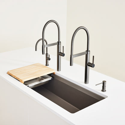 Volcano Gray - BLANCO Inteos SILGRANIT 45" Single Bowl Reversible Undermount Workstation Kitchen Sink