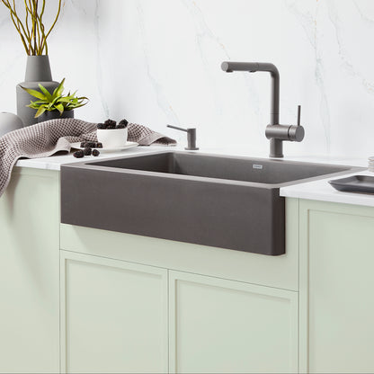 Volcano Gray - BLANCO Linus Low Arc Pull-Out Dual-Spray Kitchen Faucet
