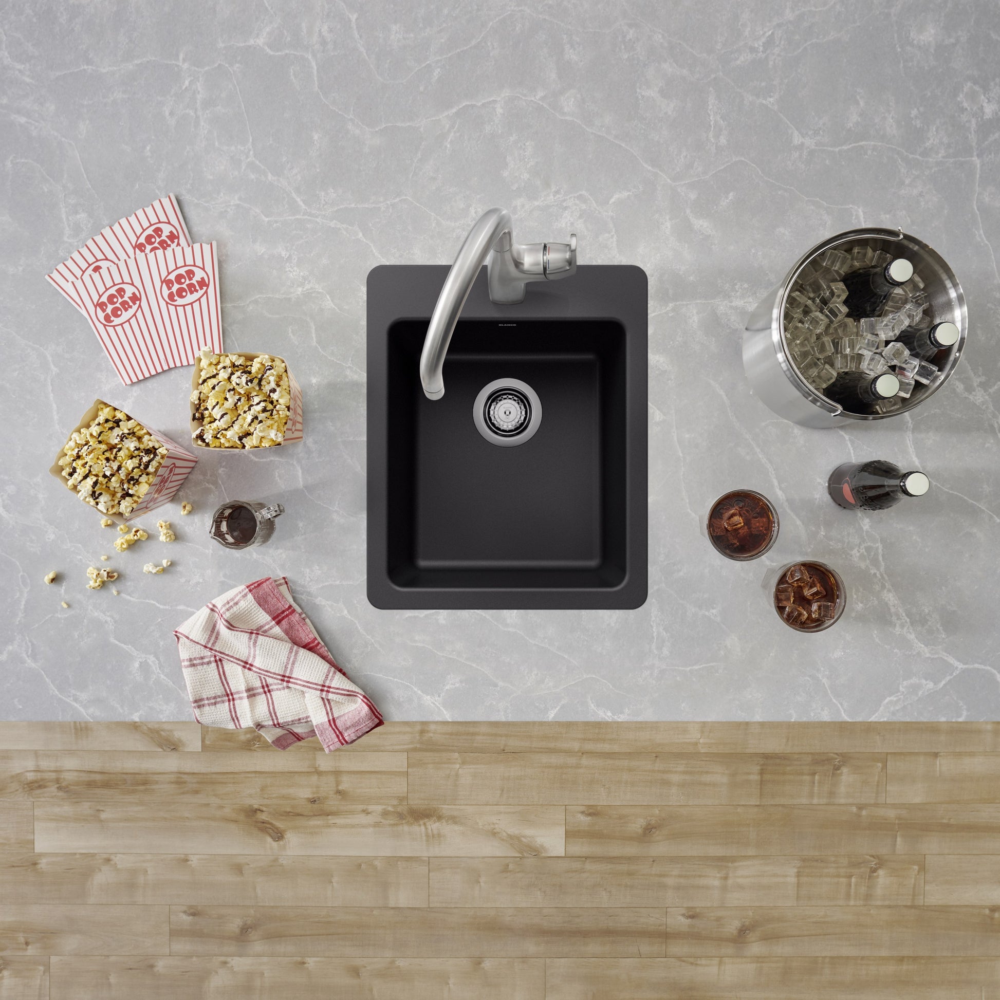 Coal Black - BLANCO Liven SILGRANIT 17" Dual Mount Bar Sink