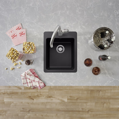Coal Black - BLANCO Liven SILGRANIT 17" Dual Mount Bar Sink