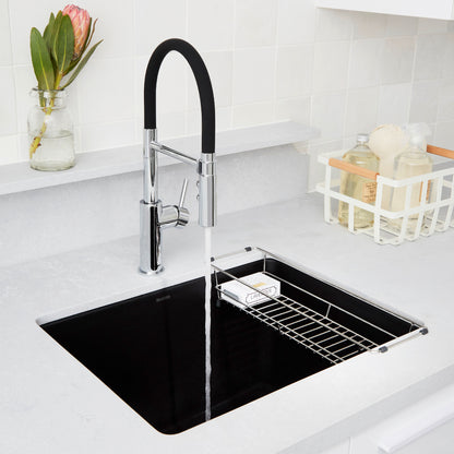 Coal Black - BLANCO Liven SILGRANIT 25" Single Bowl Dual Mount Laundry Sink