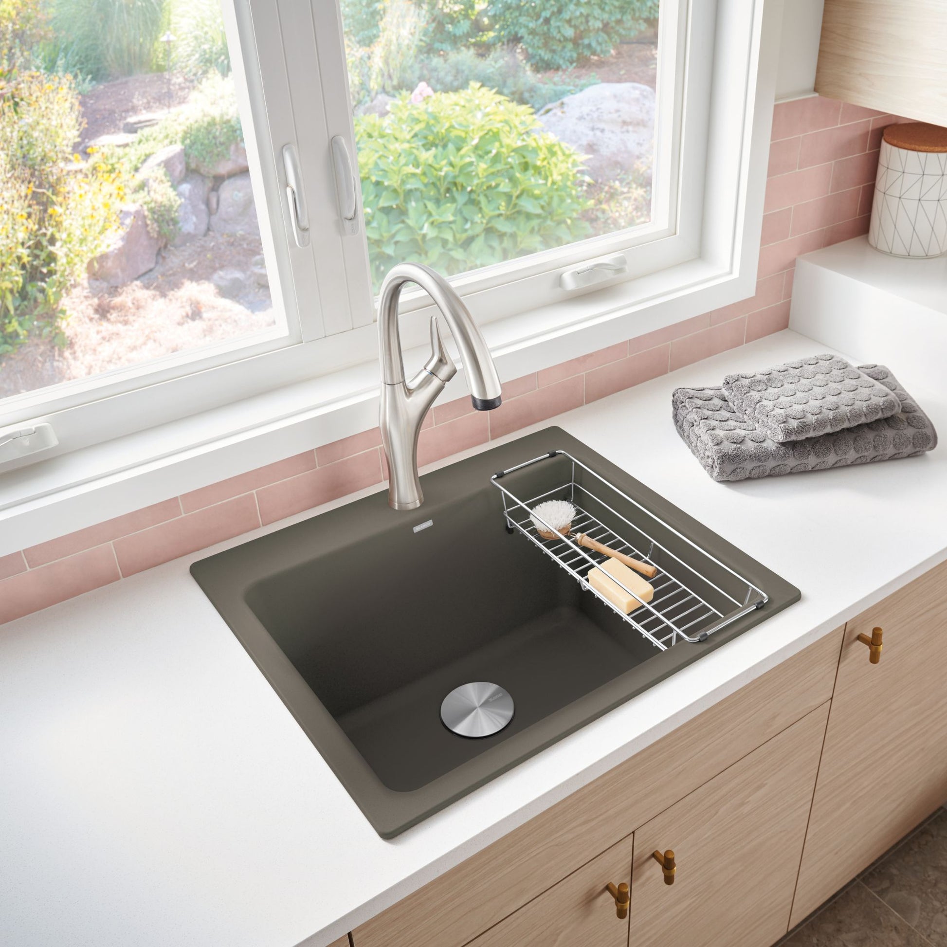 Volcano Gray - BLANCO Liven SILGRANIT 25" Single Bowl Dual Mount Laundry Sink
