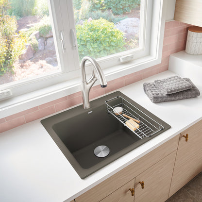 Volcano Gray - BLANCO Liven SILGRANIT 25" Single Bowl Dual Mount Laundry Sink