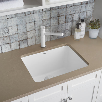 White - BLANCO Liven SILGRANIT 25" Single Bowl Dual Mount Laundry Sink