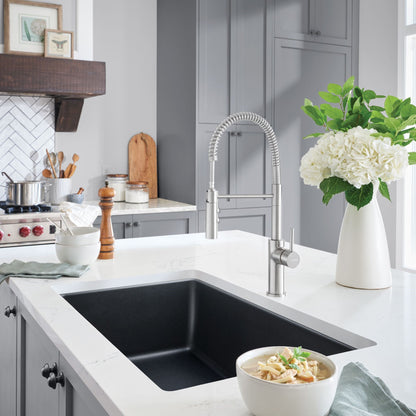 Anthracite - BLANCO Liven SILGRANIT 33" Super Single Dual Mount Kitchen Sink
