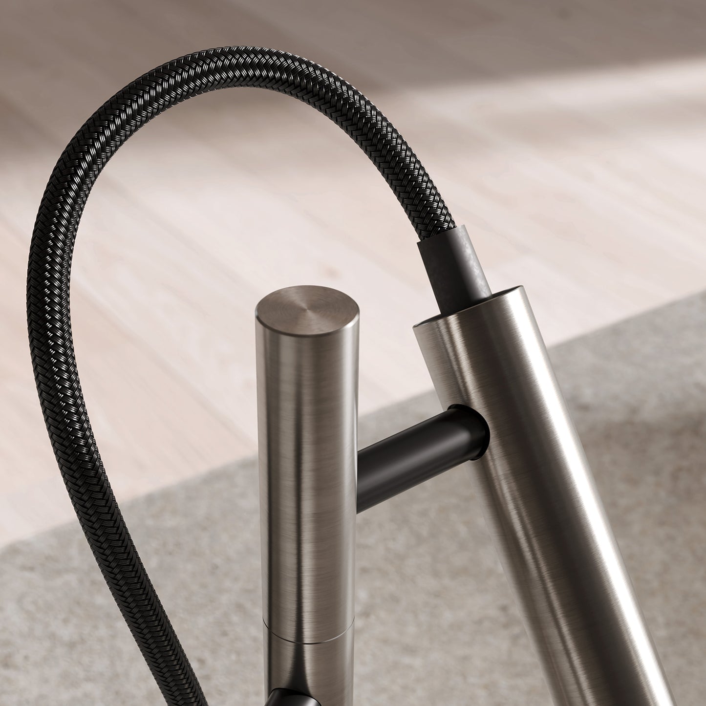 Satin Platinum - BLANCO Luneoo Pull-Down Dual-Spray Kitchen Faucet with Push Button Activation