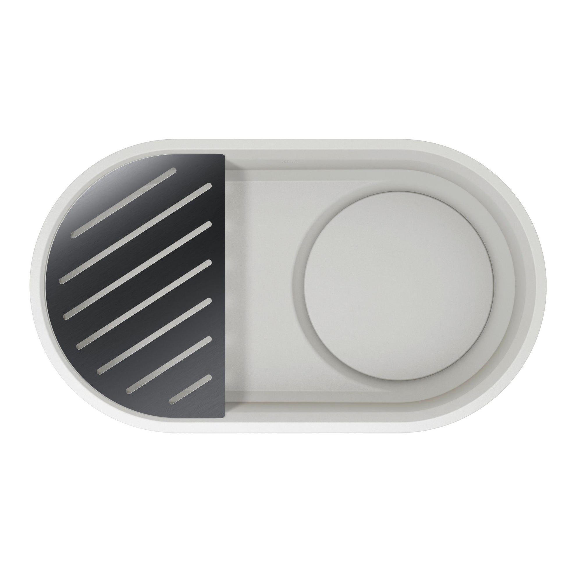 Satin Platinum - BLANCO Oovalon Drain & Accessory Bundle - Includes Top Grid, Basket Strainer and Drain Button