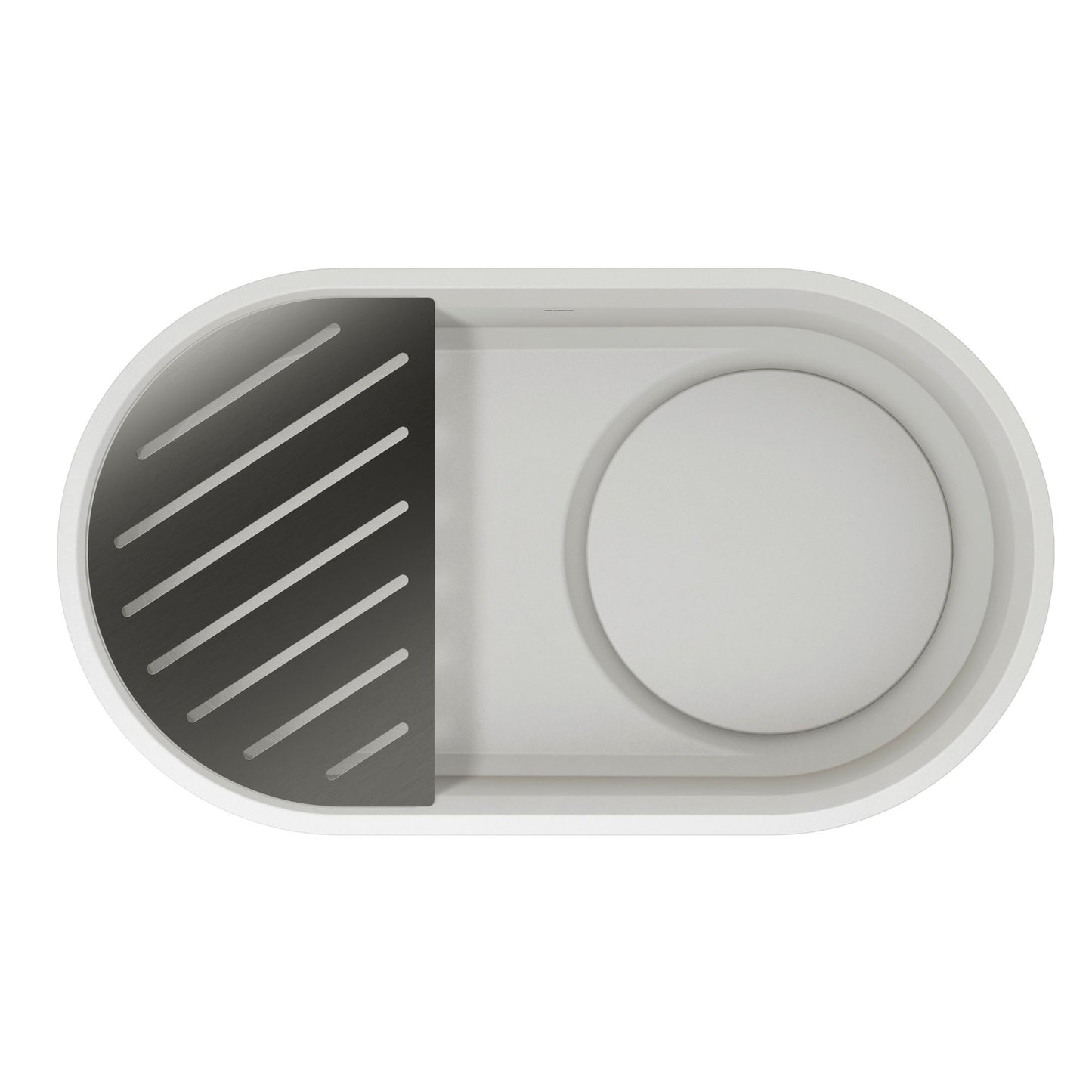 Cloud White - BLANCO Oovalon VELGRANIT 30" Single Bowl Undermount/Flush-Mount Kitchen Sink with Capflow