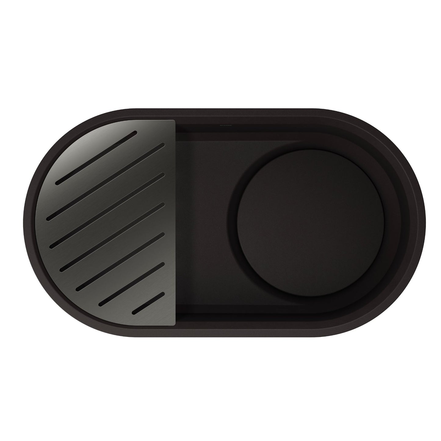 Mystic Black - BLANCO Oovalon VELGRANIT 30" Single Bowl Undermount/Flush-Mount Kitchen Sink with Capflow