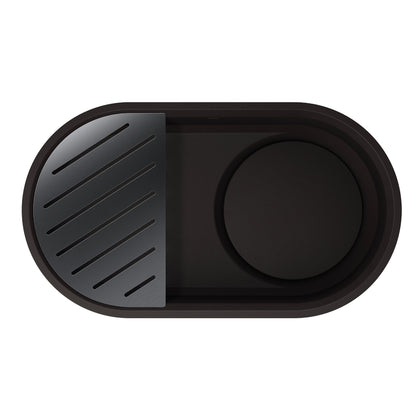 Mystic Black - BLANCO Oovalon VELGRANIT 30" Single Bowl Undermount/Flush-Mount Kitchen Sink with Capflow