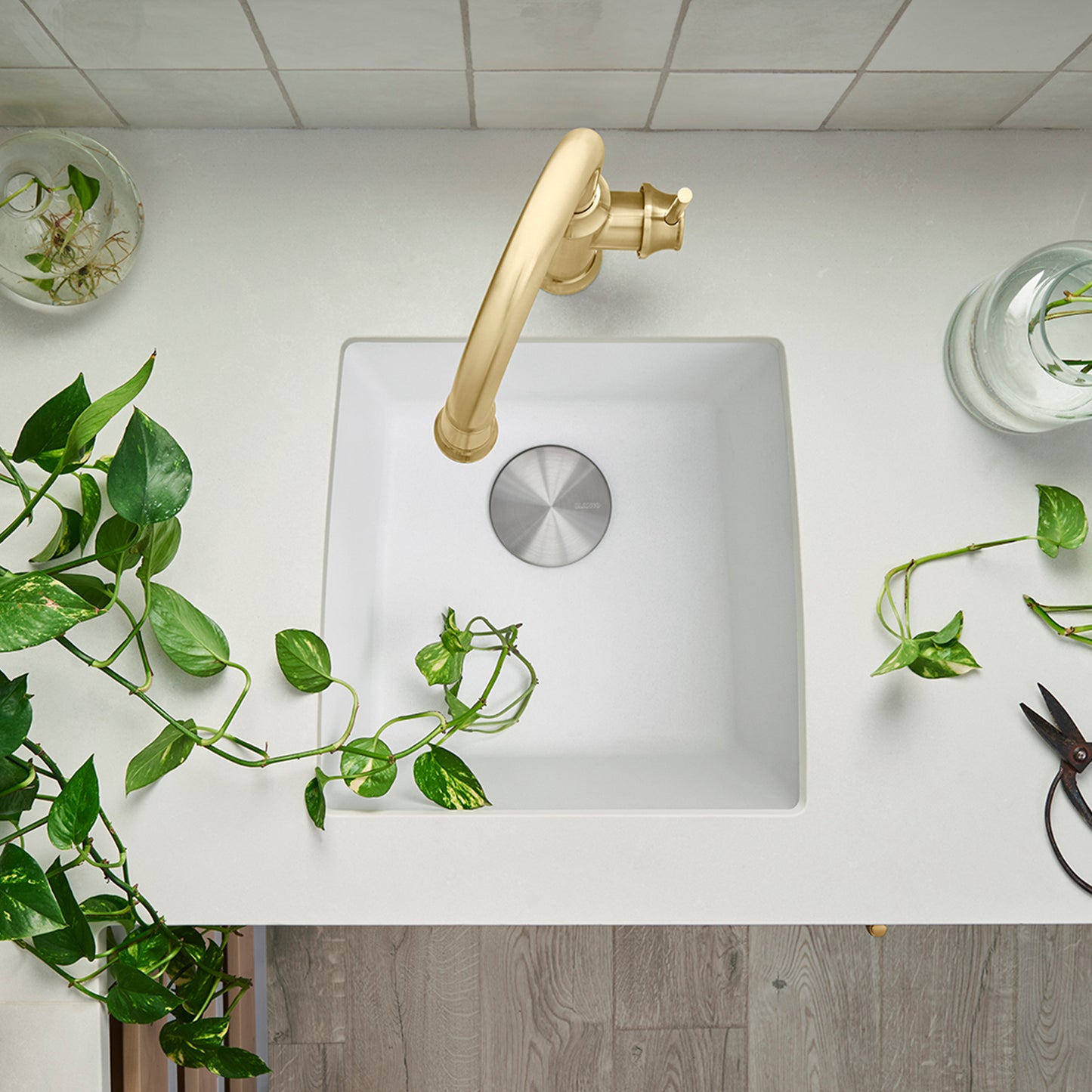 White - BLANCO Performa SILGRANIT 17" Undermount Bar Sink
