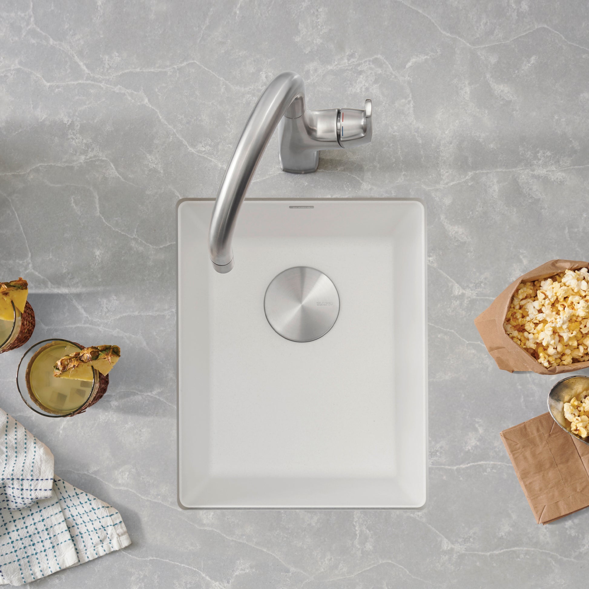White - BLANCO Precis SILGRANIT 13" Undermount Bar Sink
