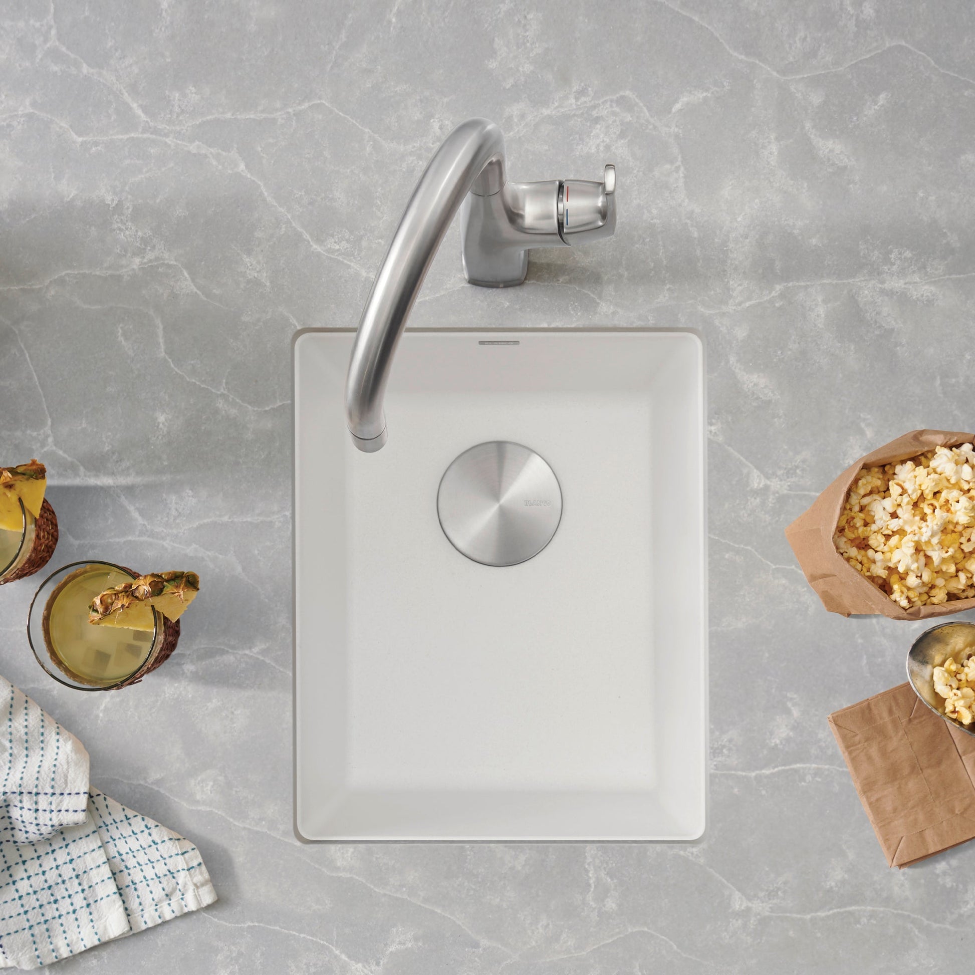 White - BLANCO Precis SILGRANIT 13" Undermount Bar Sink