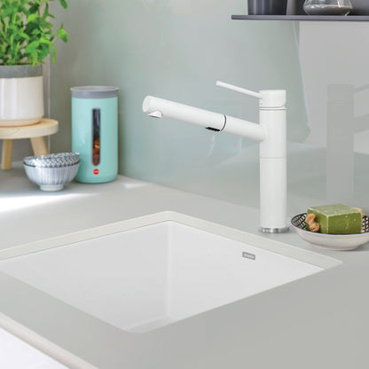 White - BLANCO Precis SILGRANIT 21" Single Bowl Undermount Kitchen Sink
