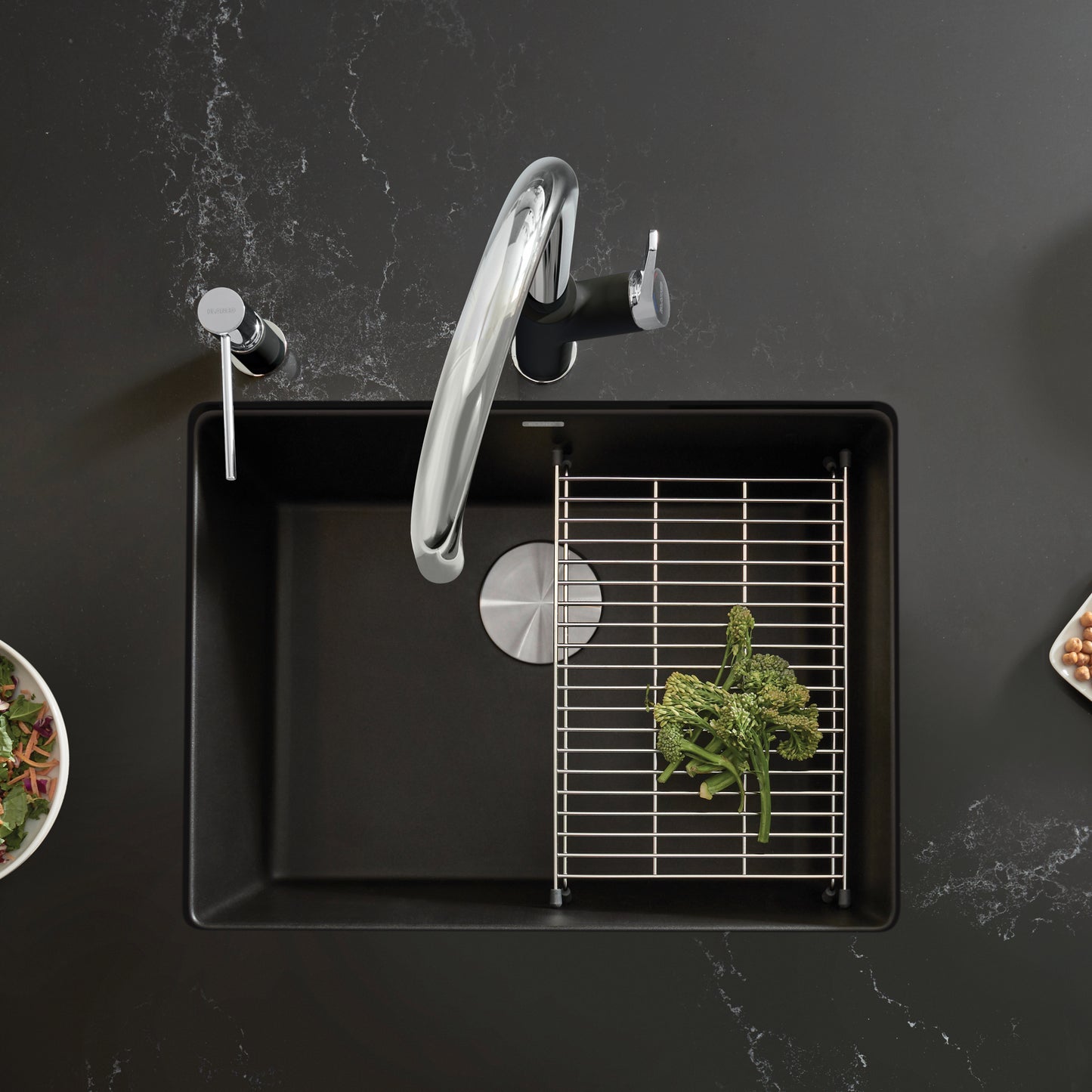 Coal Black - BLANCO Precis SILGRANIT 24" Single Bowl Undermount Kitchen Sink