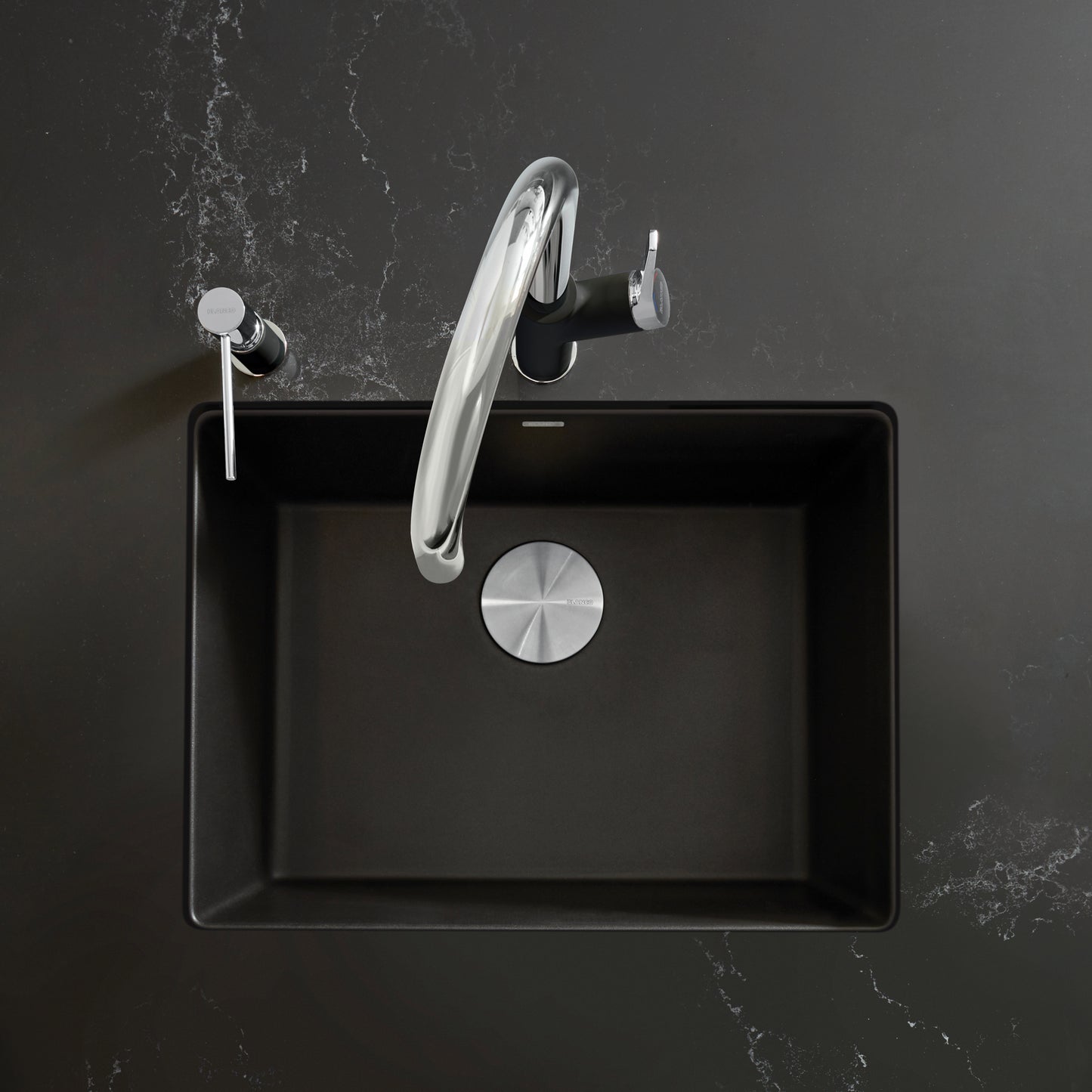Coal Black - BLANCO Precis SILGRANIT 24" Single Bowl Undermount Kitchen Sink