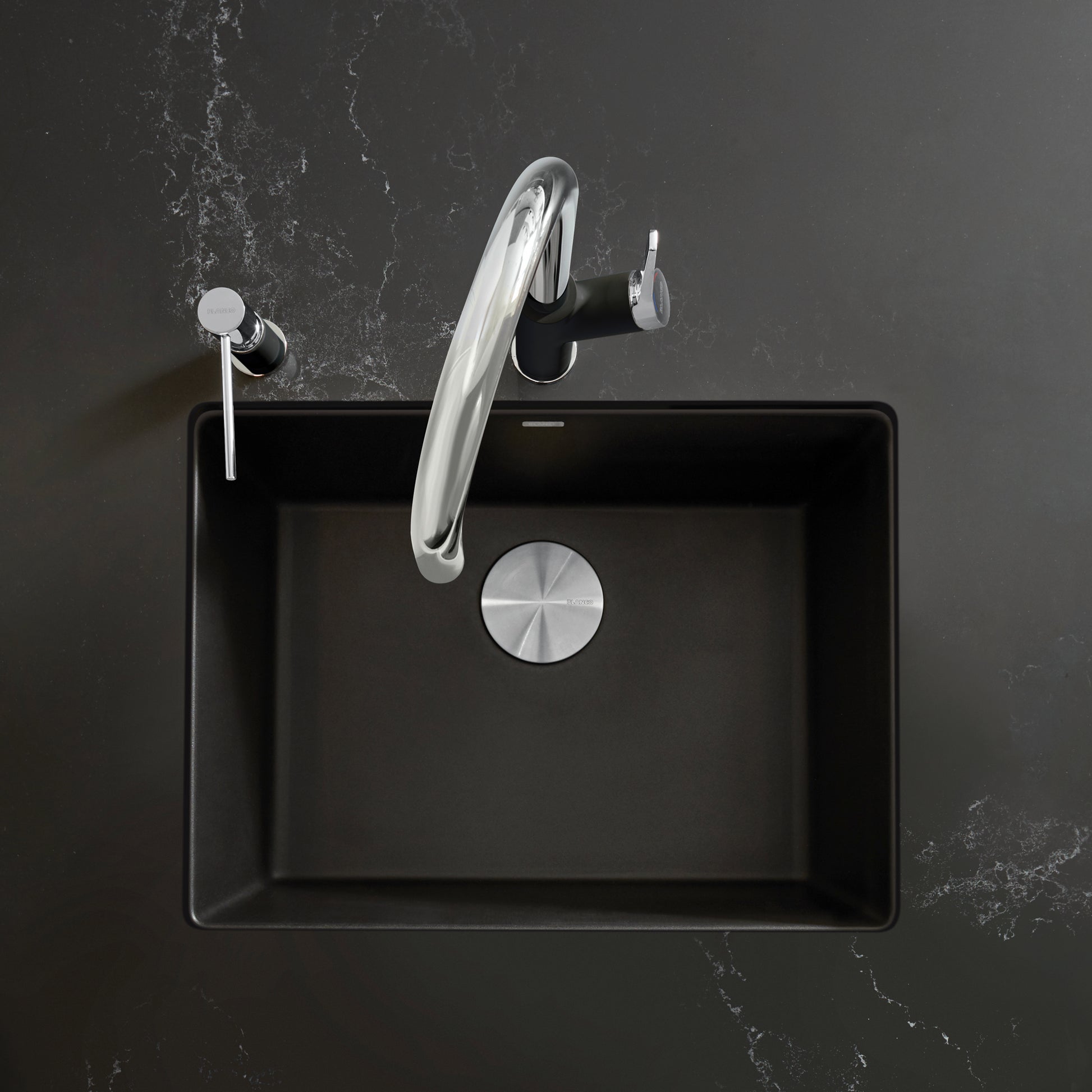 Coal Black - BLANCO Precis SILGRANIT 24" Single Bowl Undermount Kitchen Sink