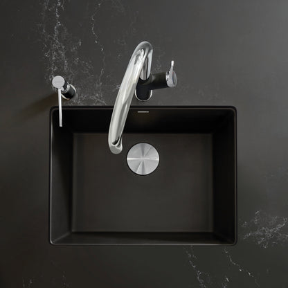 Coal Black - BLANCO Precis SILGRANIT 24" Single Bowl Undermount Kitchen Sink