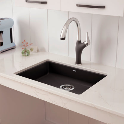 Cinder - BLANCO Precis SILGRANIT 25" ADA Single Bowl Undermount Kitchen Sink