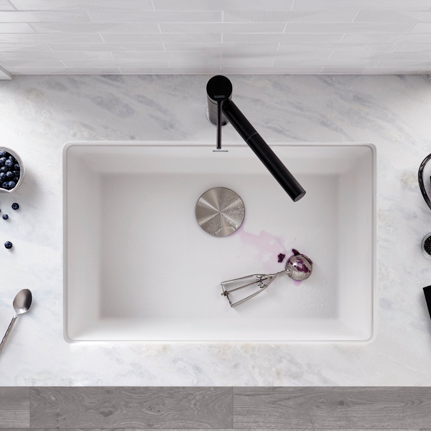 White - BLANCO Precis SILGRANIT 27" Single Bowl Undermount Kitchen Sink