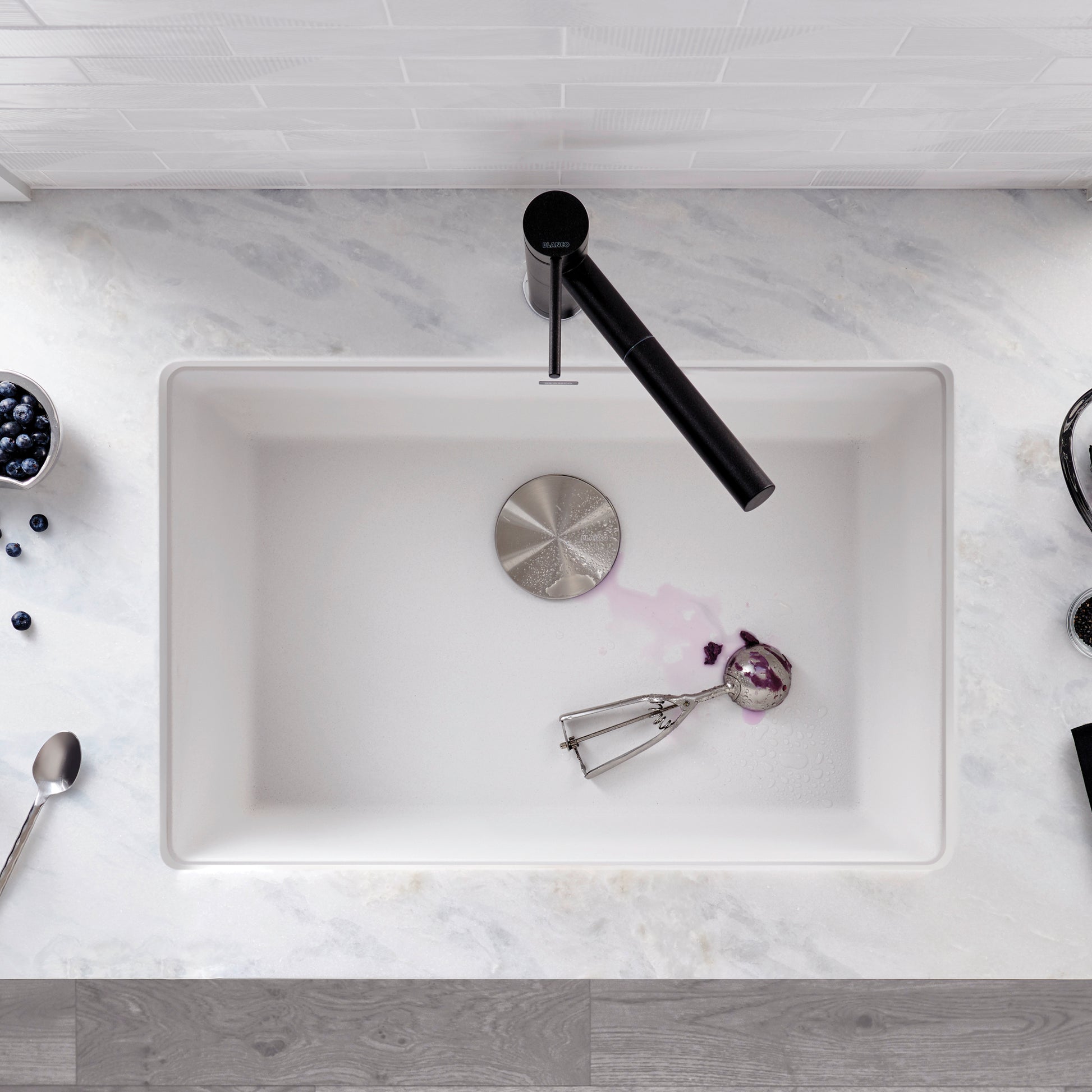 White - BLANCO Precis SILGRANIT 27" Single Bowl Undermount Kitchen Sink