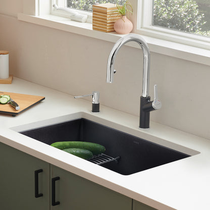 Coal Black - BLANCO Precis SILGRANIT 30" Single Bowl Undermount Kitchen Sink