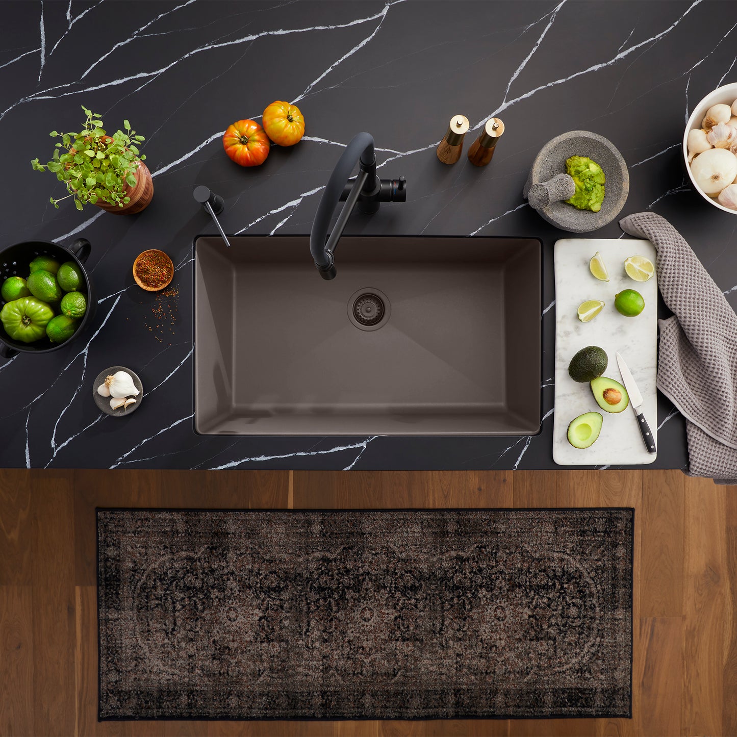 Volcano Gray - BLANCO Precis SILGRANIT 30" Single Bowl Undermount Kitchen Sink