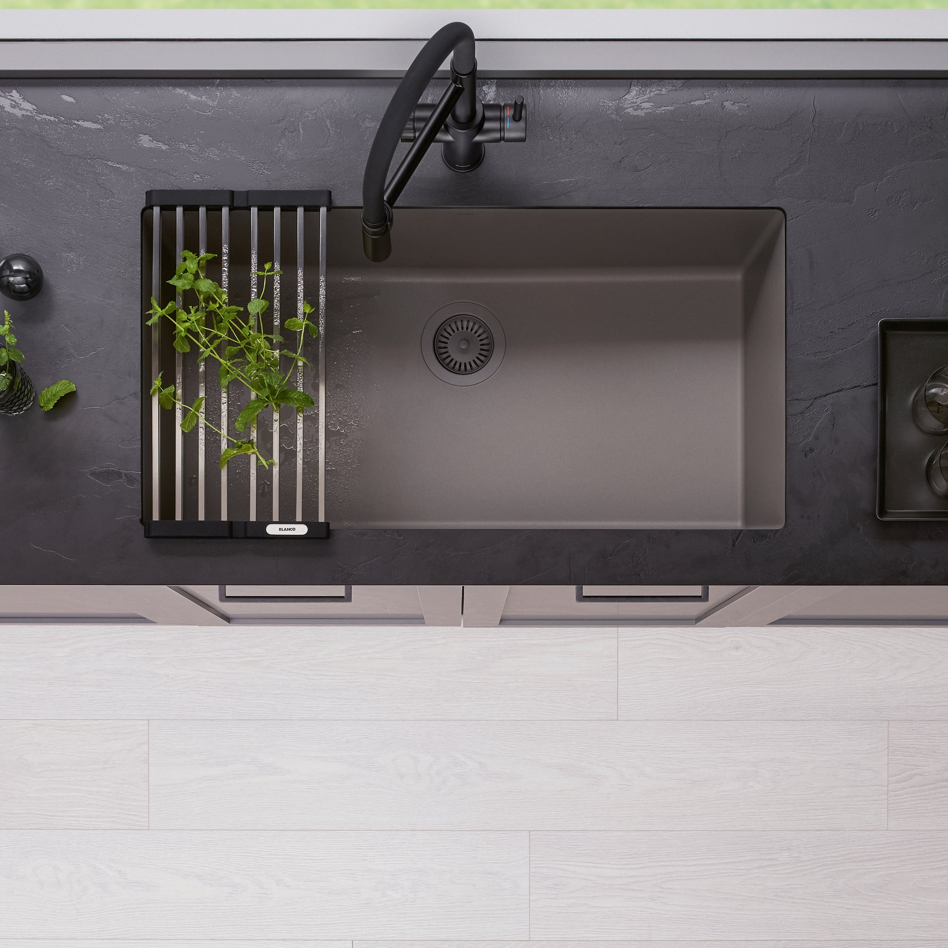 Volcano Gray - BLANCO Precis SILGRANIT 32" Super Single Undermount Kitchen Sink