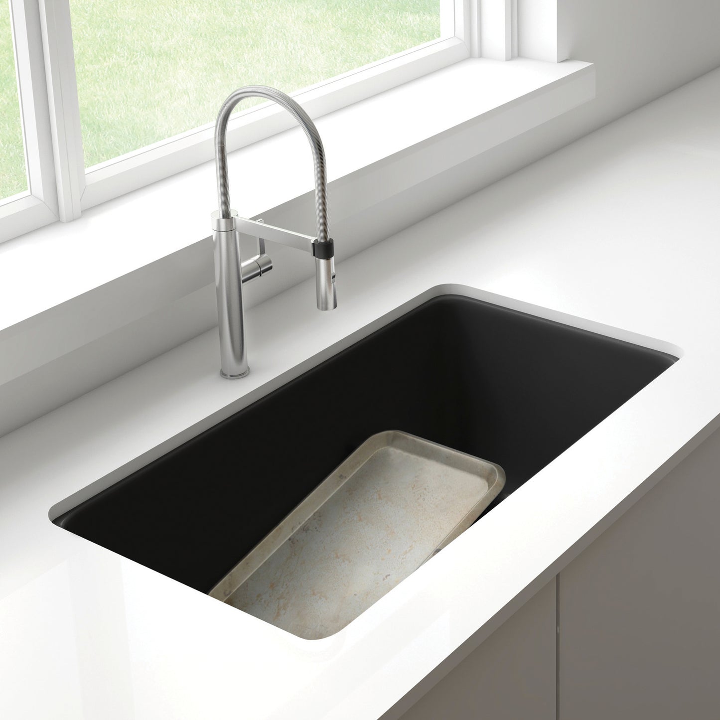Anthracite - BLANCO Precis SILGRANIT 33" 60/40 Reversible Double Bowl Undermount Kitchen Sink with Low Divide