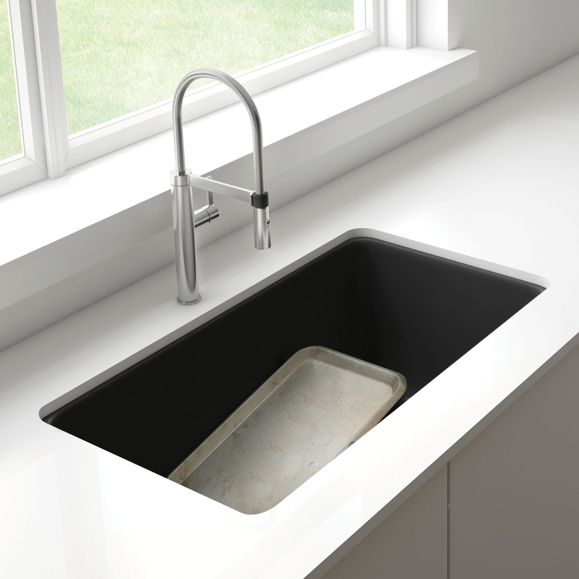 Anthracite - BLANCO Precis SILGRANIT 33" 60/40 Reversible Double Bowl Undermount Kitchen Sink with Low Divide