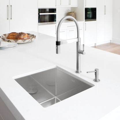 Satin Polished Finish - BLANCO Precision R10 19" Single Bowl Undermount Stainless Steel Kitchen Sink