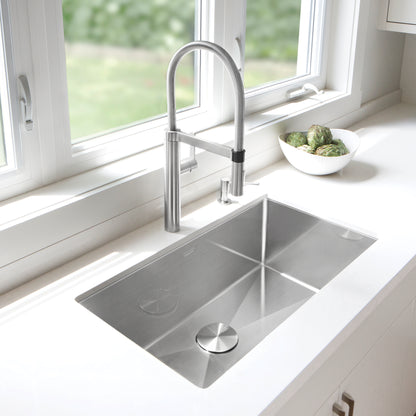 Satin Polished Finish - BLANCO Precision R10 32" Super Single Bowl Undermount Stainless Steel Kitchen Sink