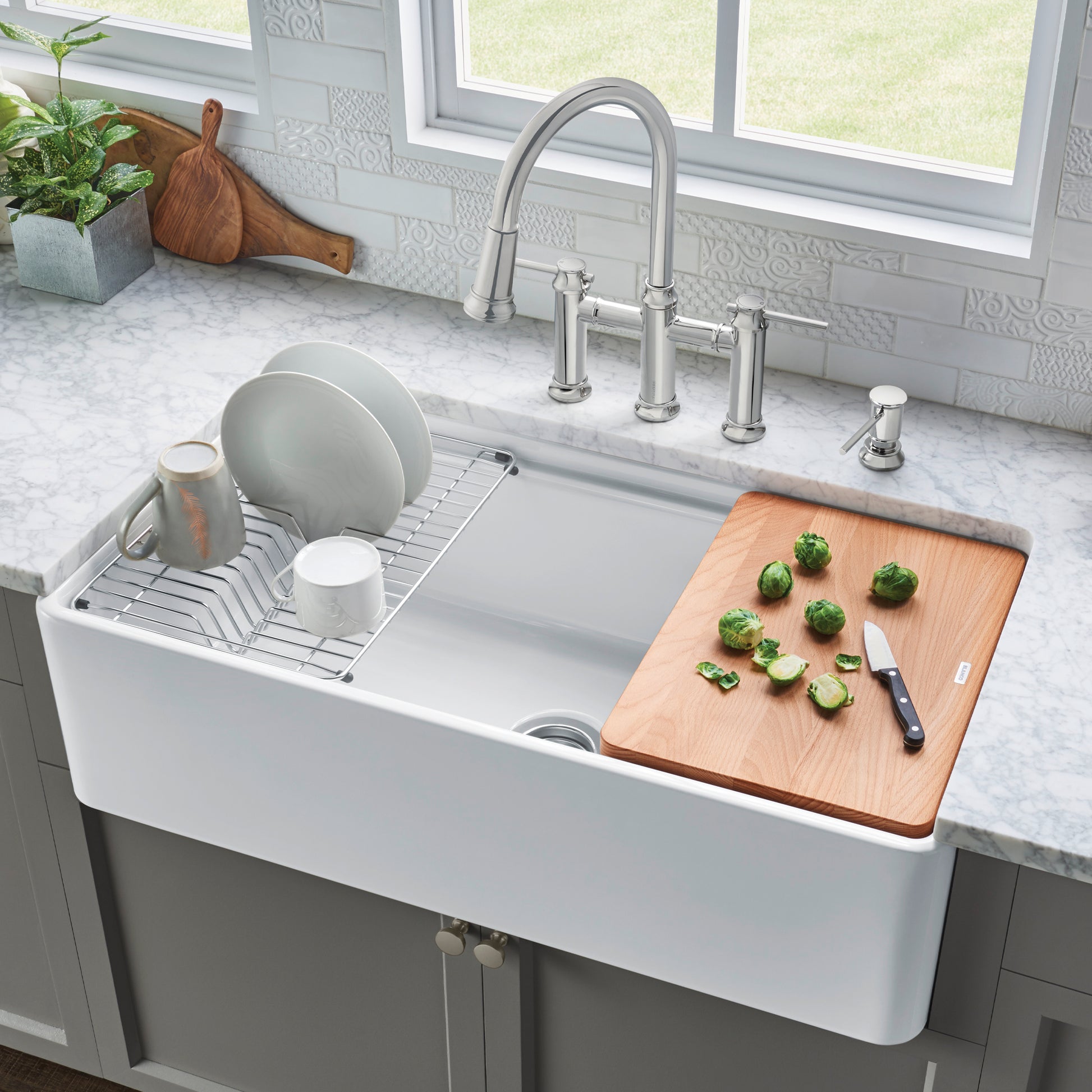 White - BLANCO Profina 36" Single Bowl Apron-Front Fireclay Farmhouse Sink