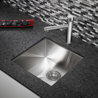 Satin Polished Finish - BLANCO Quatrus R0 17" Stainless Steel Undermount Bar Sink