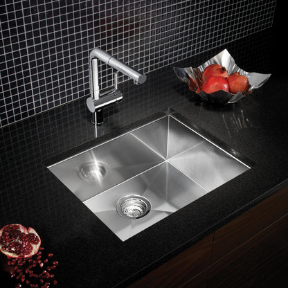 Satin Polished Finish - BLANCO Quatrus R0 22" Single Bowl Undermount Stainless Steel Kitchen Sink