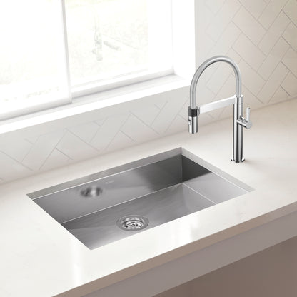 Satin Polished Finish - BLANCO Quatrus R0 25" Single Bowl Undermount ADA Stainless Steel Kitchen Sink