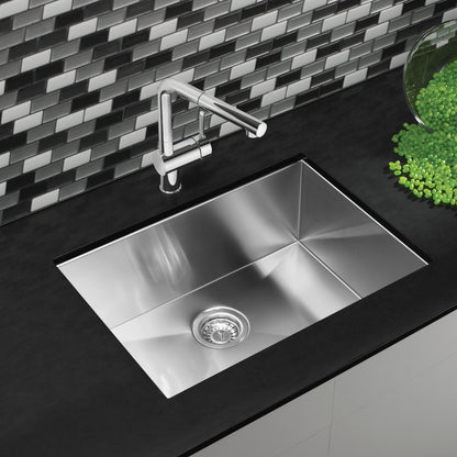 Satin Polished Finish - BLANCO Quatrus R0 25" Single Bowl Undermount Stainless Steel Kitchen Sink