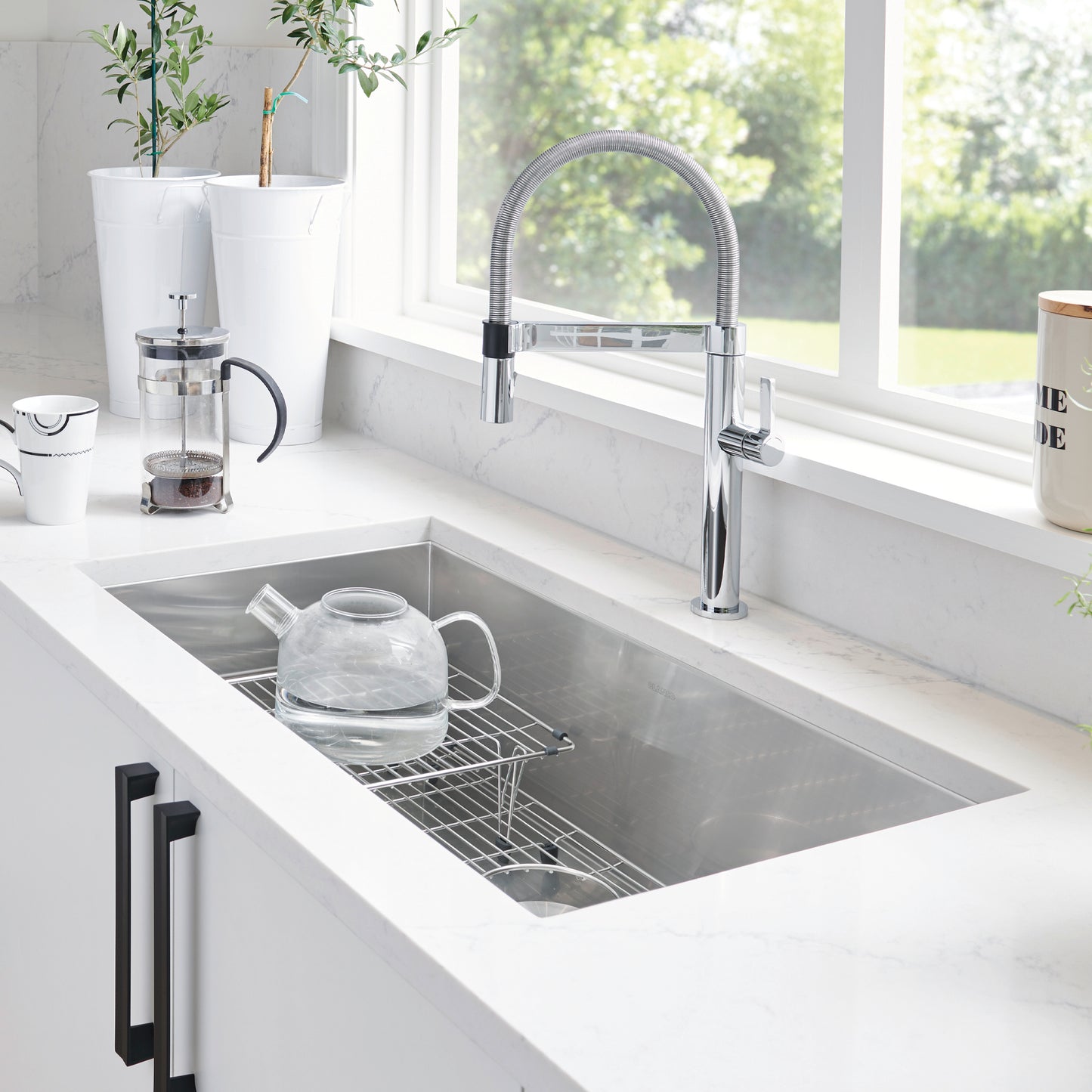 Satin Polished Finish - BLANCO Quatrus R0 32" Single Bowl Undermount Stainless Steel Kitchen Sink