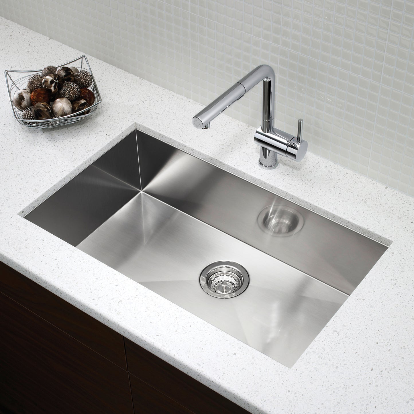 Satin Polished Finish - BLANCO Quatrus R0 32" Single Bowl Undermount Stainless Steel Kitchen Sink