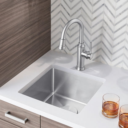 Satin Polished Finish - BLANCO Quatrus R15 17" Undermount Stainless Steel Bar Sink