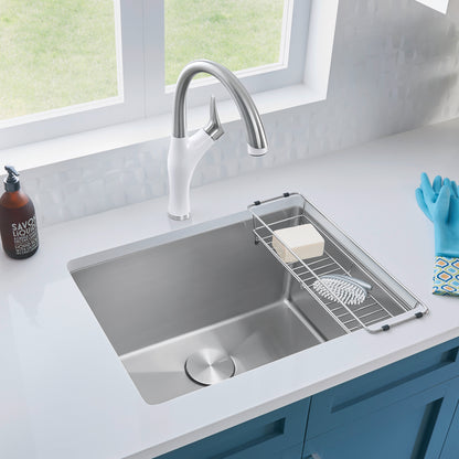 Satin Polished Finish - BLANCO Quatrus R15 25" Single Bowl Dual Mount Stainless Steel Laundry Sink