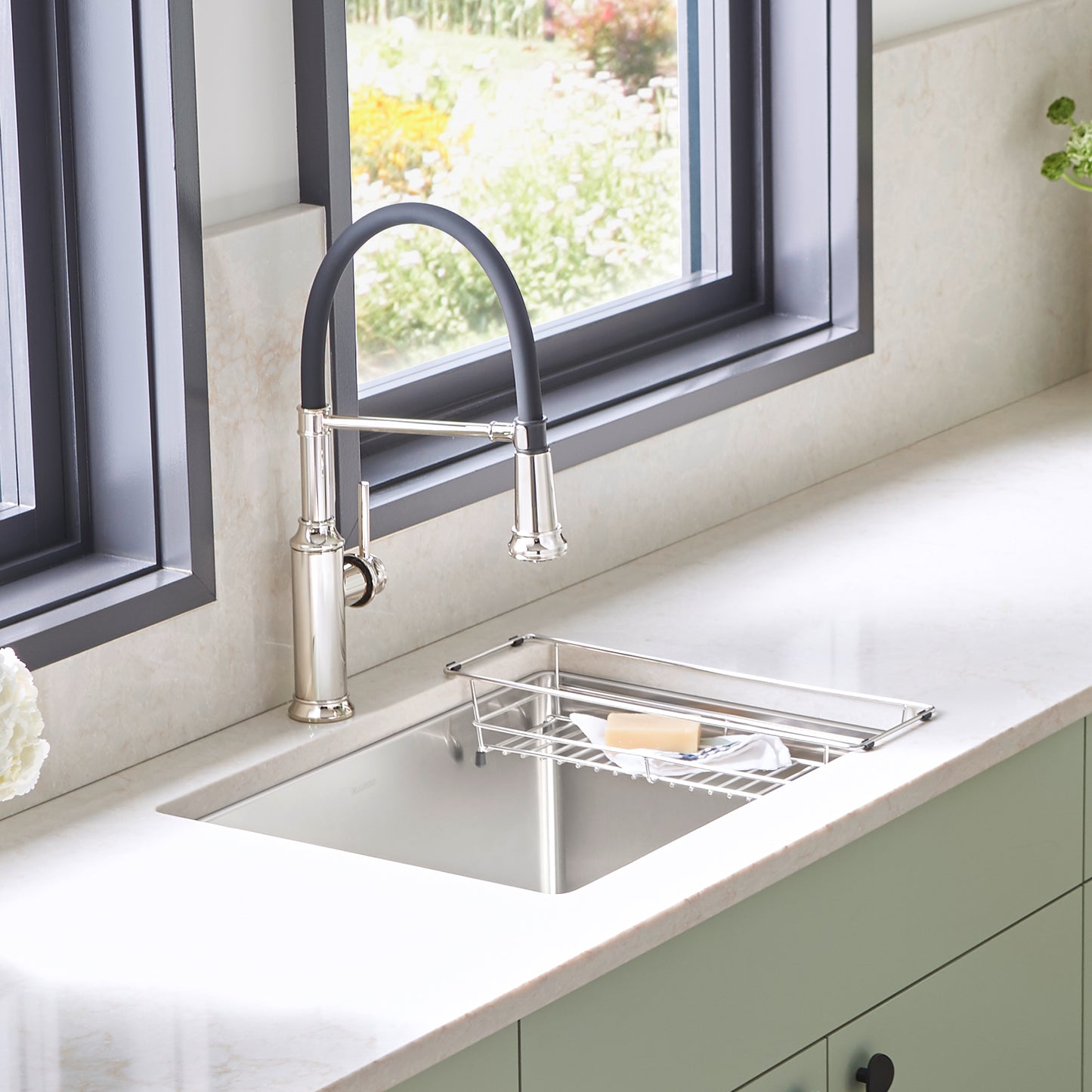 Satin Polished Finish - BLANCO Quatrus R15 25" Single Bowl Dual Mount Stainless Steel Laundry Sink