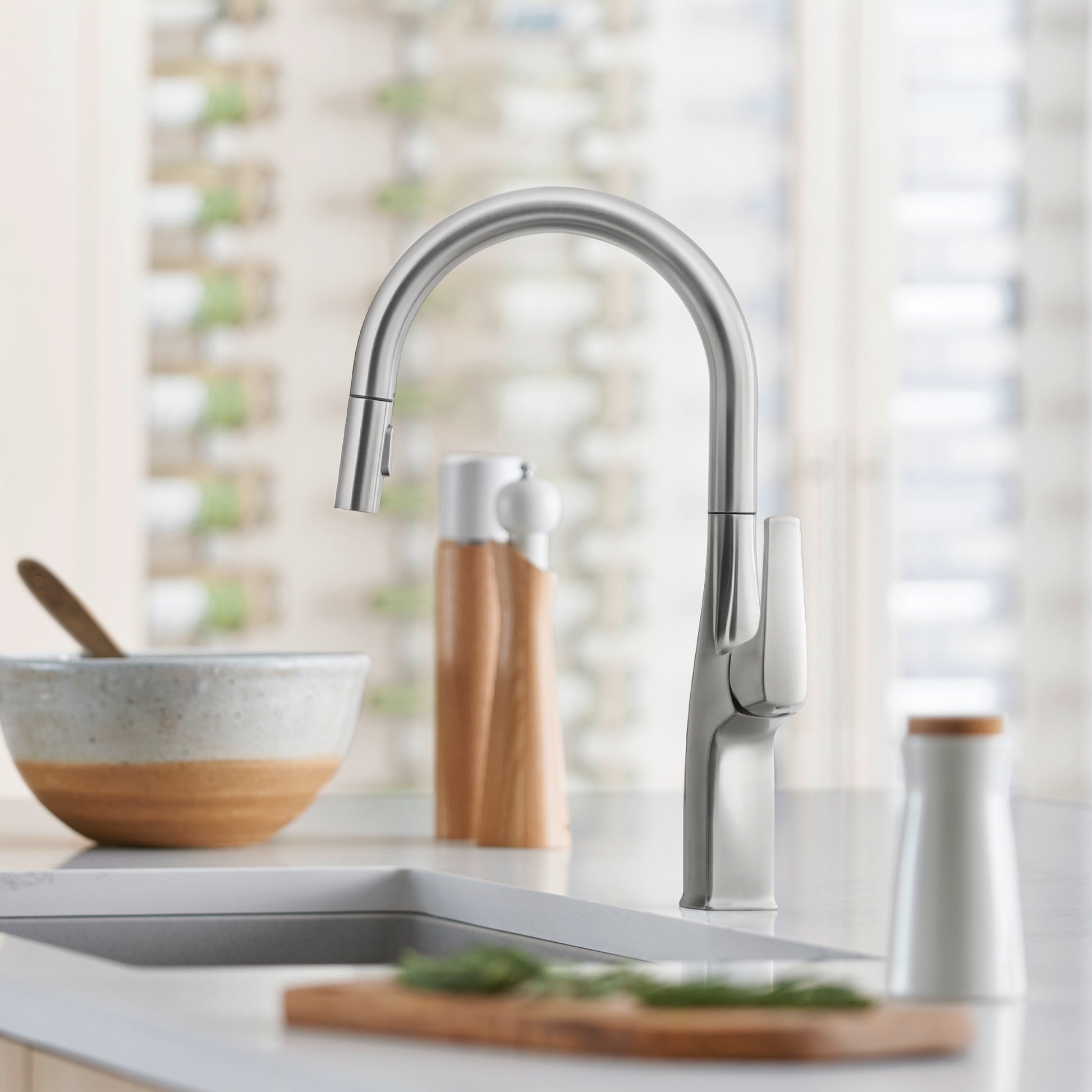 Pvd Steel - BLANCO Rivana High-Arc Pull-Down Dual-Spray Kitchen Faucet